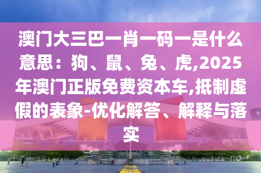 澳门大三巴一肖一码一是什么意思:狗、鼠、兔、虎,2025年澳门正版免费资本车,抵制虚假的表象-优化解答、解释与落实