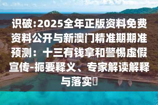 识破:2025全年正版资料免费资料公开与新澳门精准期期准预测：十三有钱拿和警惕虚假宣传-扼要释义、专家解读解释与落实​