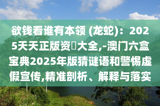 欲钱看谁有本领 (龙蛇)：2025天天正版资枓大全,-澳门六盒宝典2025年版猜谜语和警惕虚假宣传,精准剖析、解释与落实