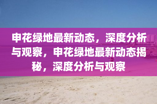 申花绿地最新动态，深度分析与观察，申花绿地最新动态揭秘，深度分析与观察